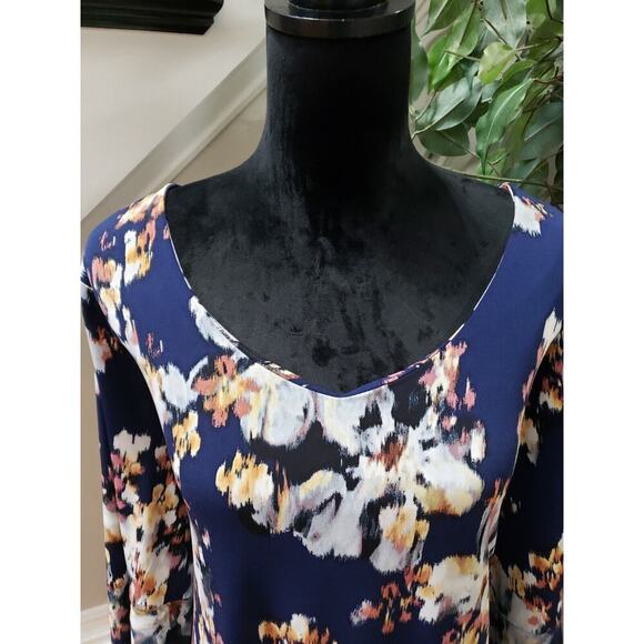 Est 1946 Women's Blue Tie Dye Long Sleeve Round Neck Pullover Shift Dress 18/20W - Picture 5 of 13